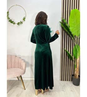 VESTIDO TRAMA VERDE OSCURO