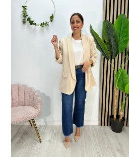 BLAZER M/LARGA CURVY BEIGE