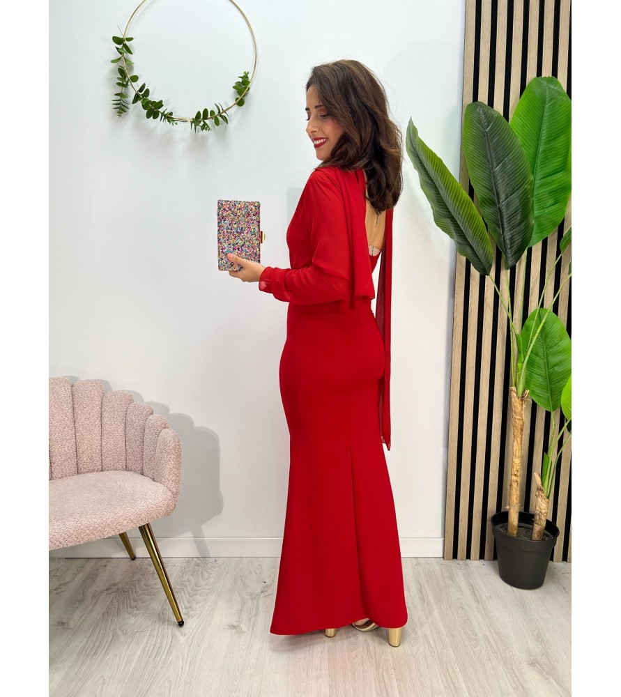 VESTIDO IBIZA ROJO + FULAR
