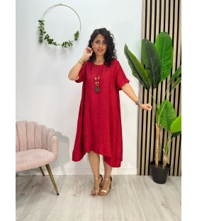 VESTIDO JARDÍN ROJO + COLGANTE