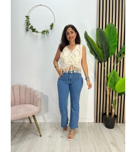 CHALECO NORMA BEIGE CON FLECOS