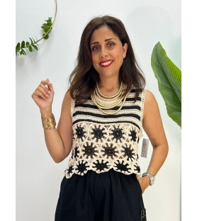 CHALECO BLANCA NEGRO
