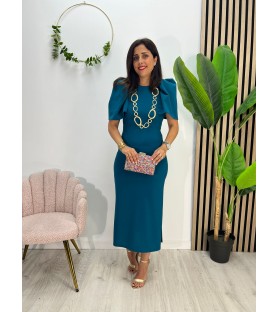 VESTIDO LISO ANA PETROLEO