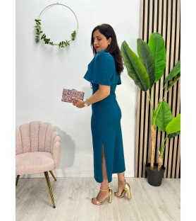 VESTIDO LISO ANA PETROLEO