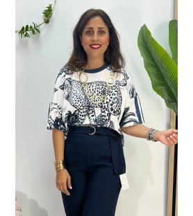 CAMISETA LEOPARDO MARINO
