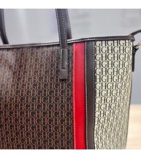 BOLSO MARRON ,ROJO Y BEIGE