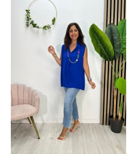 BLUSA KARMELA AZÚL + COLGANTE