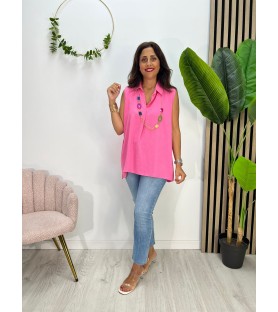 BLUSA KARMELA ROSA + COLGANTE