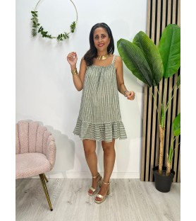 VESTIDO IRENE RAYAS VERDE