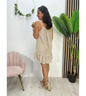 VESTIDO IRENE RAYAS CÁMEL