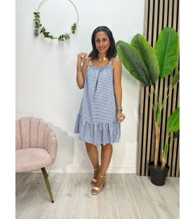 VESTIDO IRENE CUADROS AZÚL