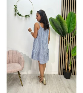 VESTIDO IRENE CUADROS AZÚL