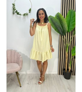VESTIDO IRENE CUADROS AMARILLO