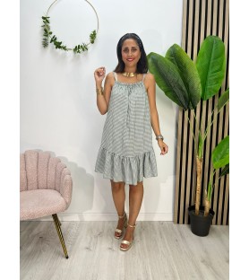 VESTIDO IRENE CUADROS VERDE