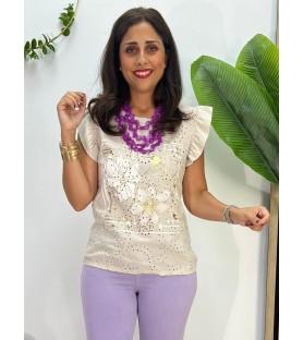 CAMISETA FLORAL BEIGE