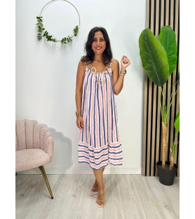 VESTIDO IRENE RAYAS AZÚL