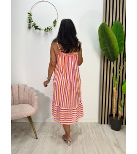 VESTIDO IRENE RAYAS ROSA