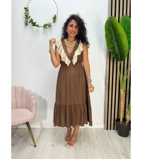 VESTIDO VOLANTE CHOCOLATE
