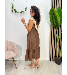 VESTIDO VOLANTE CHOCOLATE