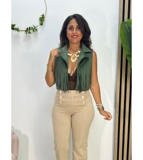 CHALECO CORTO VERDE FLECOS
