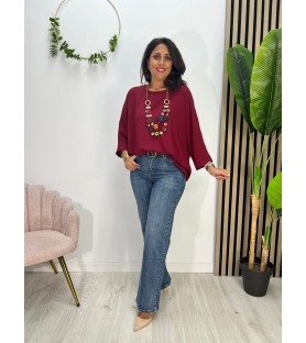 BLUSA SICILIA BURDEOS