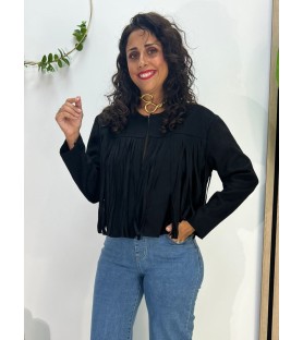 CHAQUETA FLECOS NEGRA