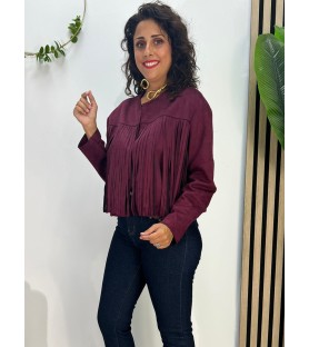 CHAQUETA FLECOS VINO