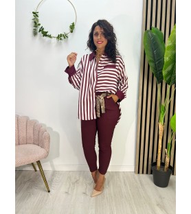 CAMISA RAYADA BURDEOS