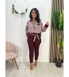 CAMISA RAYADA BURDEOS