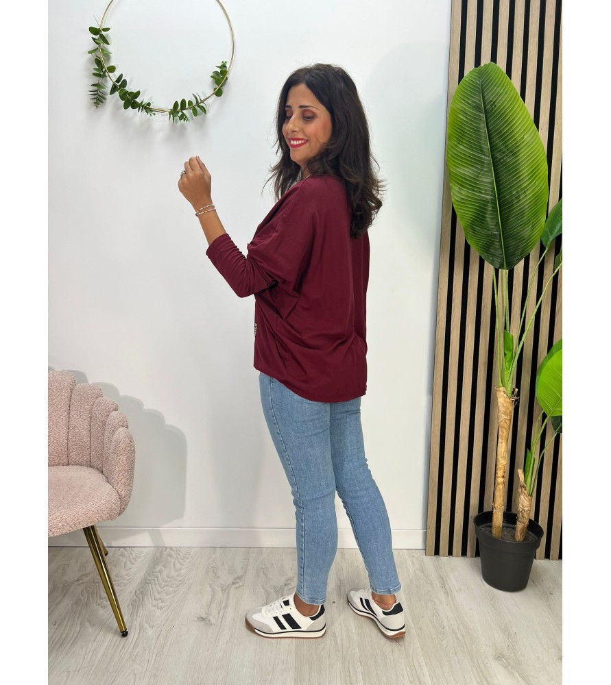 BLUSA MULTICORAZÓN BURDEOS