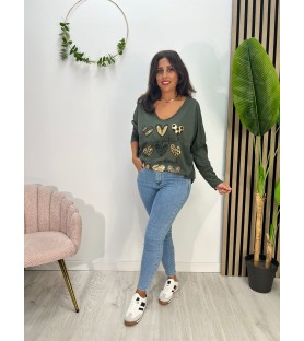 BLUSA MULTICORAZÓN VERDE