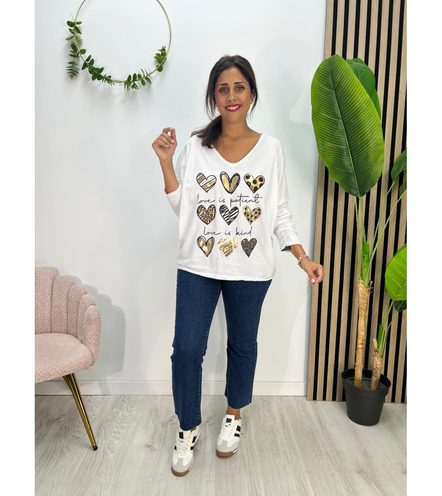 BLUSA MULTICORAZÓN BLANCO