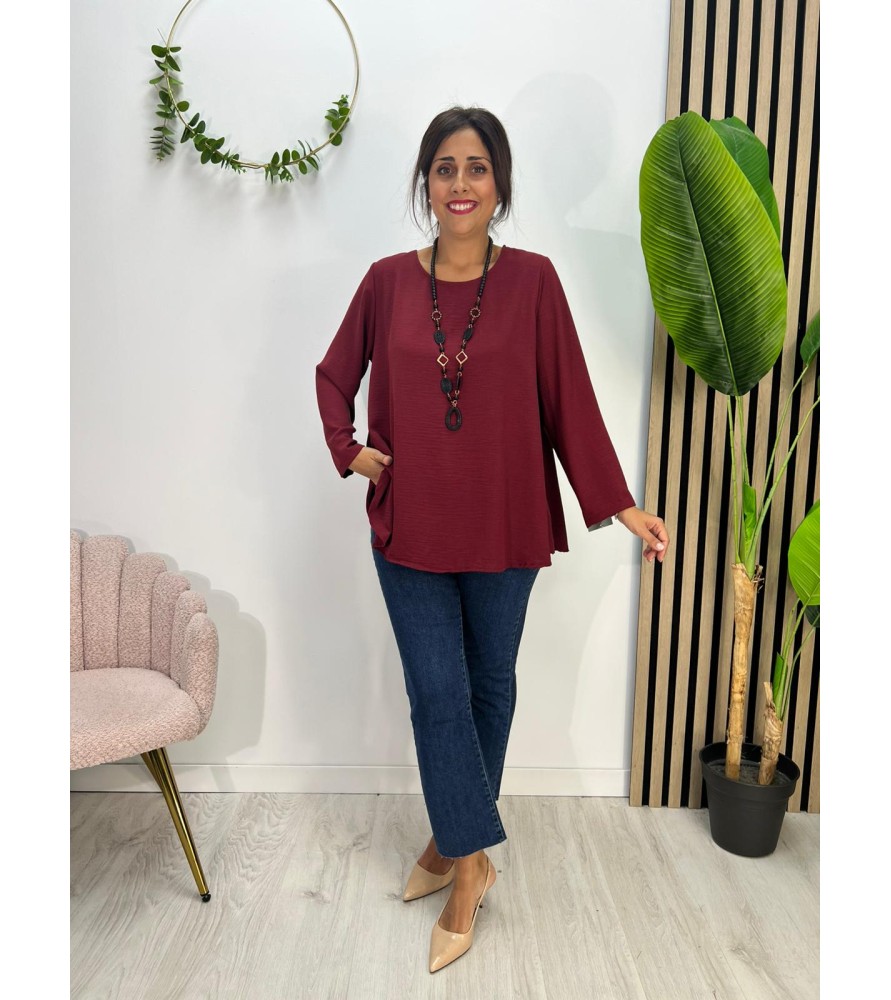 BLUSA M/LARGA SICILIA BURDEOS
