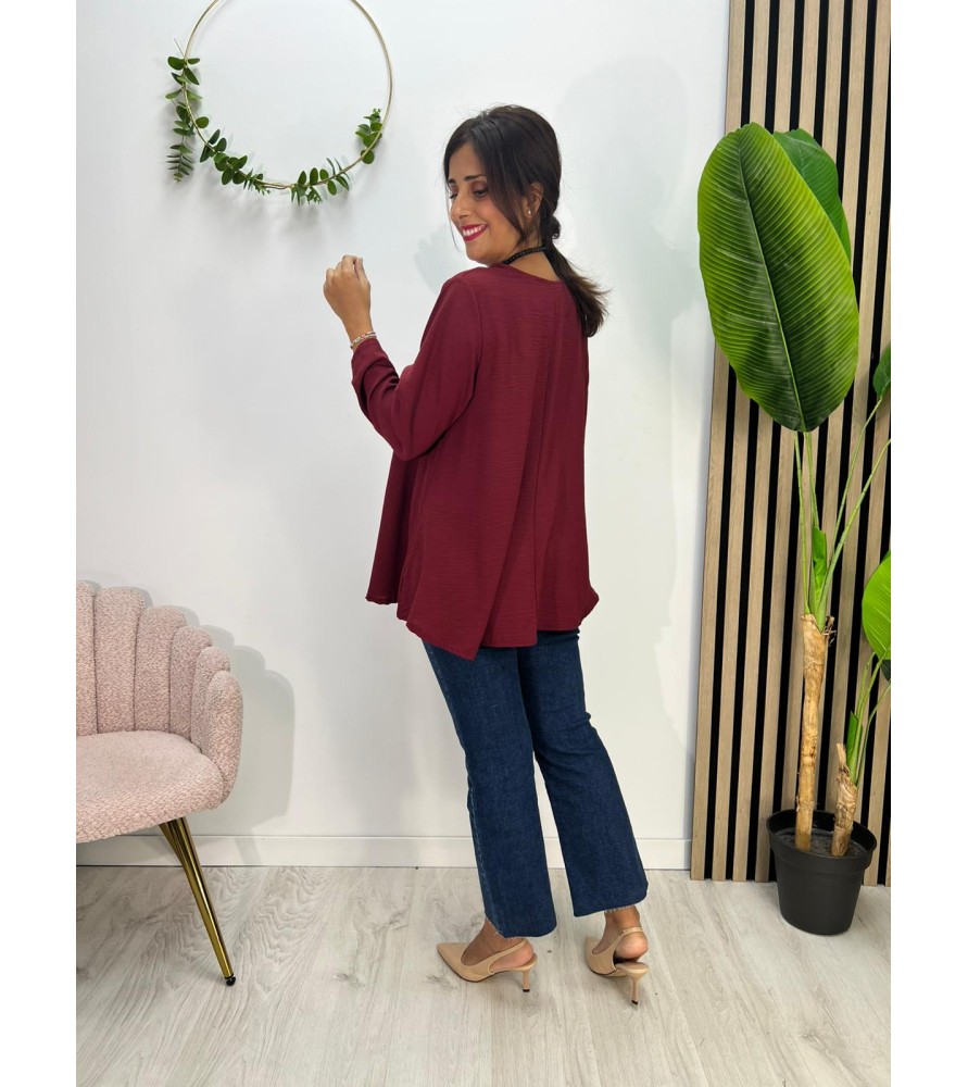 BLUSA M/LARGA SICILIA BURDEOS