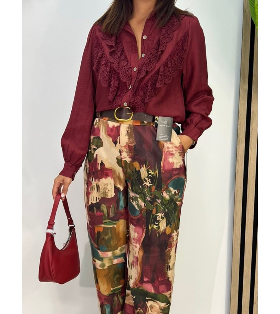 CAMISA ATENEA BURDEOS
