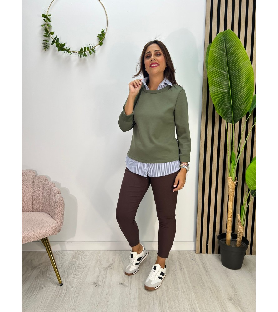 SUDADERA IRMA CON CUELLO VERDE