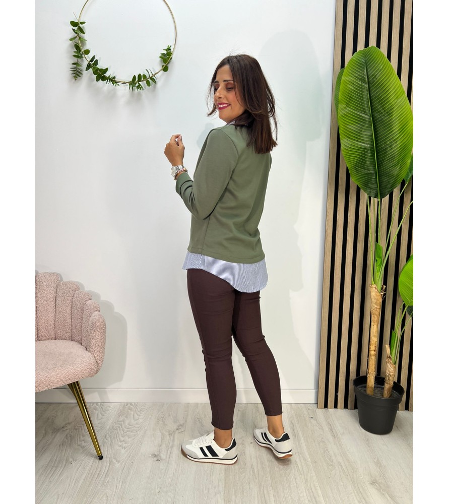 SUDADERA IRMA CON CUELLO VERDE