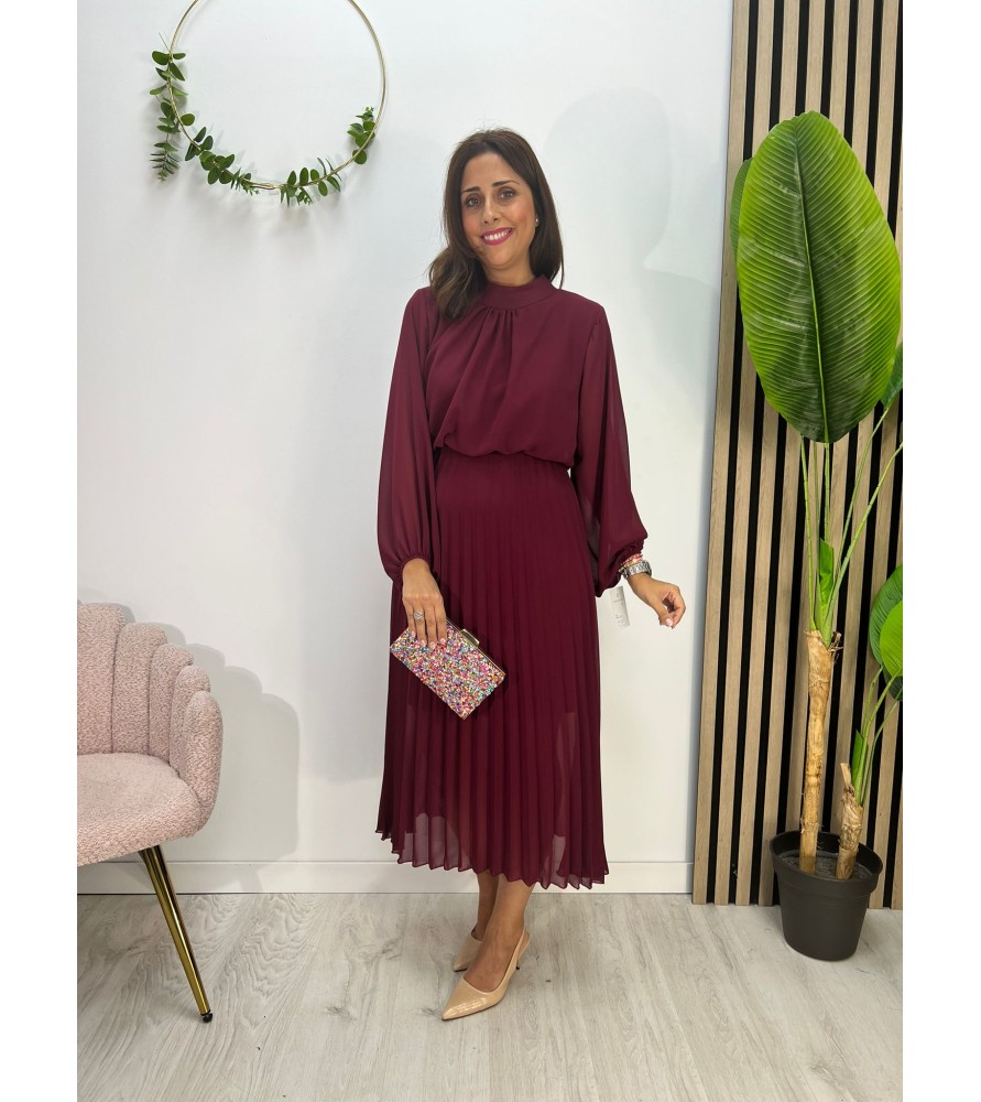 VESTIDO LAUD LISO BURDEOS