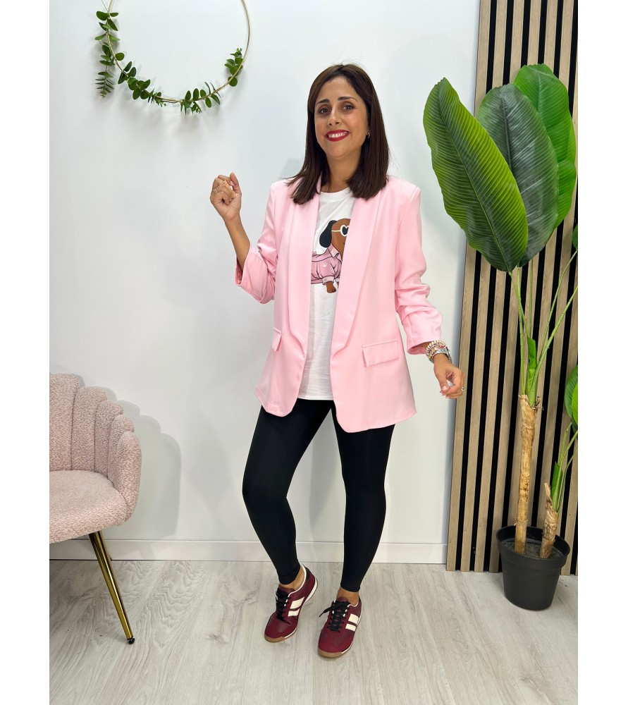 BLAZER ROSA MANGA FRUNCIDA