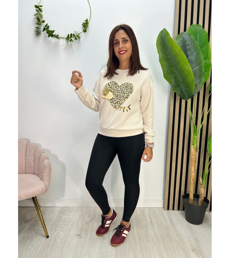 SUDADERA OJITO BEIGE