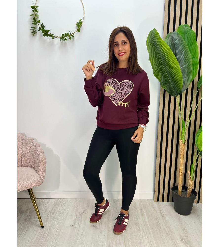 SUDADERA OJITO BURDEOS