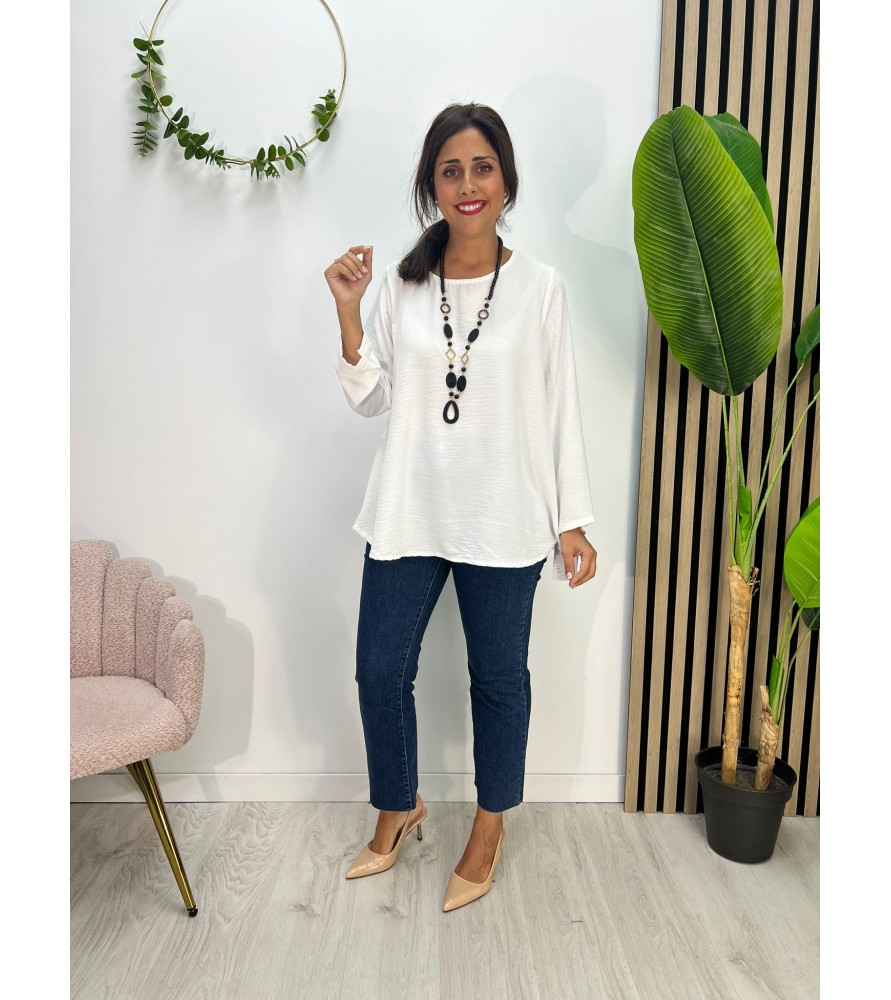 BLUSA SICILIA M/LARGA BLANCA