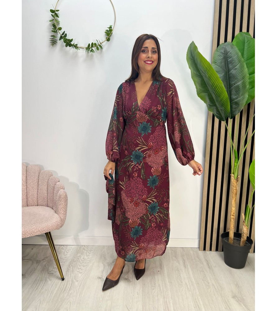 VESTIDO CUMBIA BURDEOS