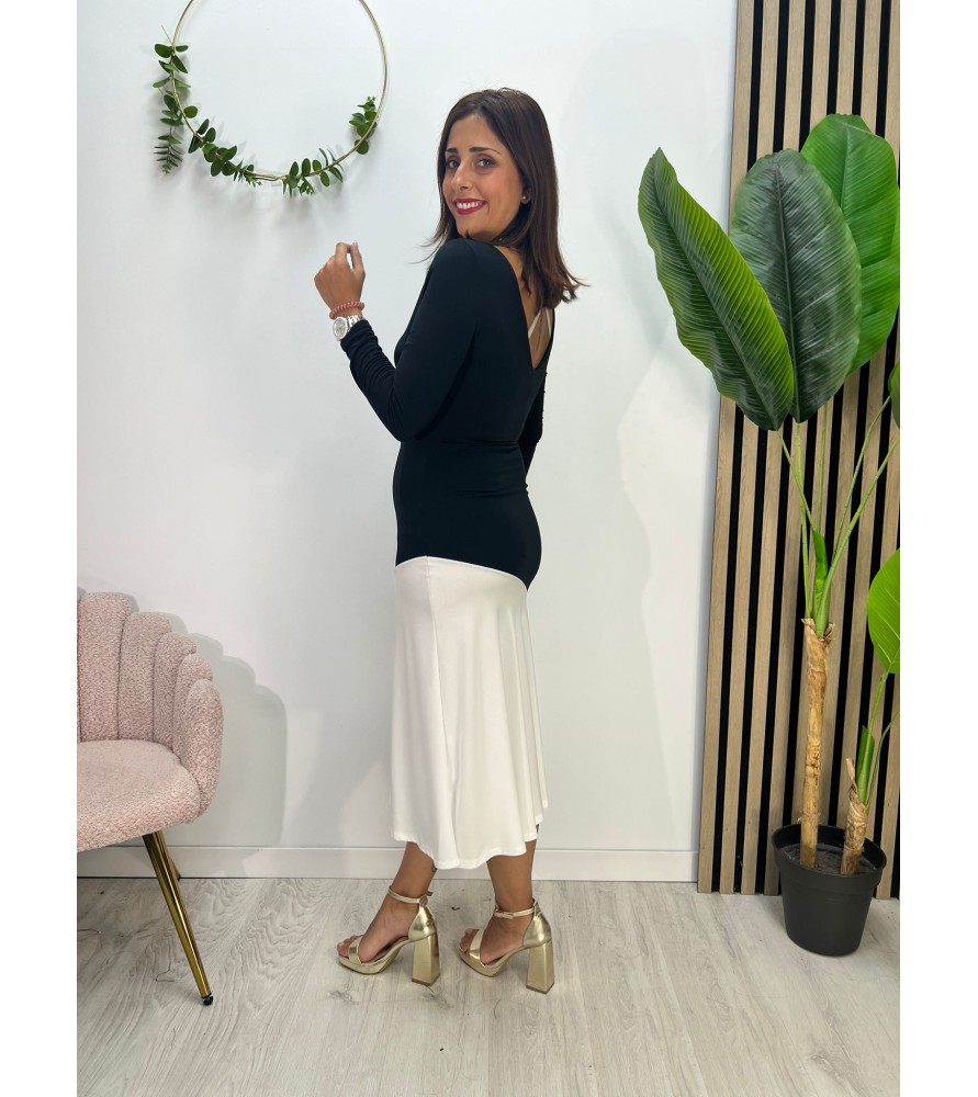 VESTIDO OLIVIA NEGRO Y BLANCO