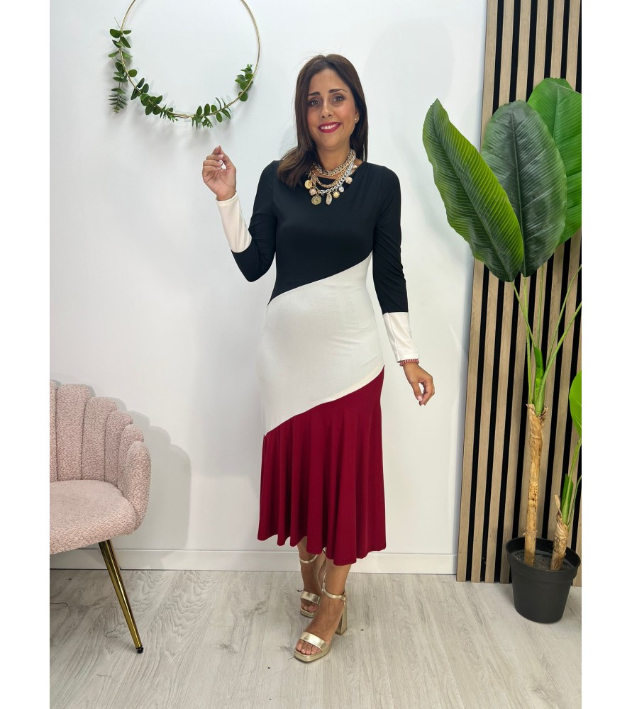 VESTIDO OLIVIA NEGRO BLANCO...