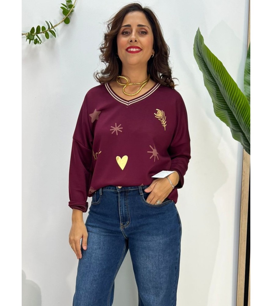 SUDADERA LOVE BURDEOS