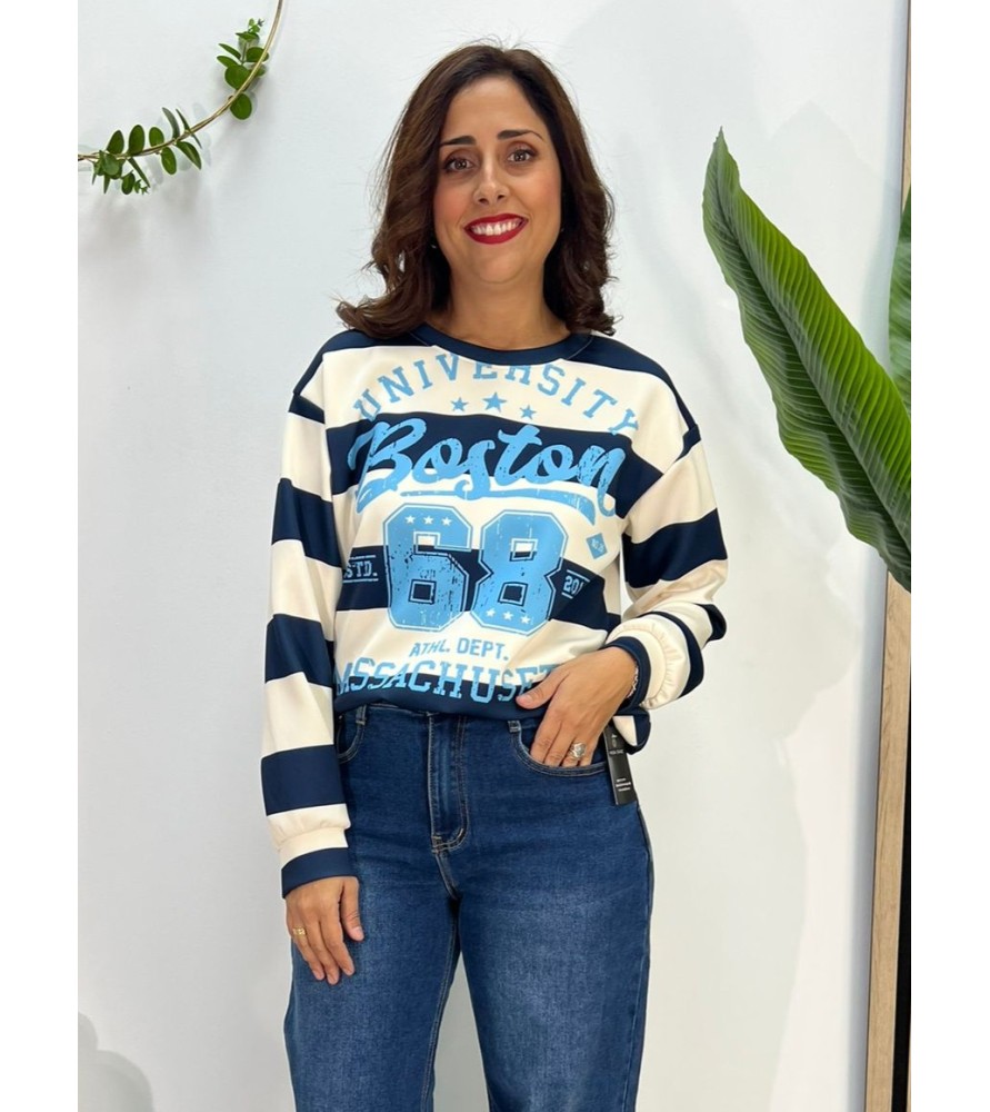 SUDADERA BOSTON MARINO