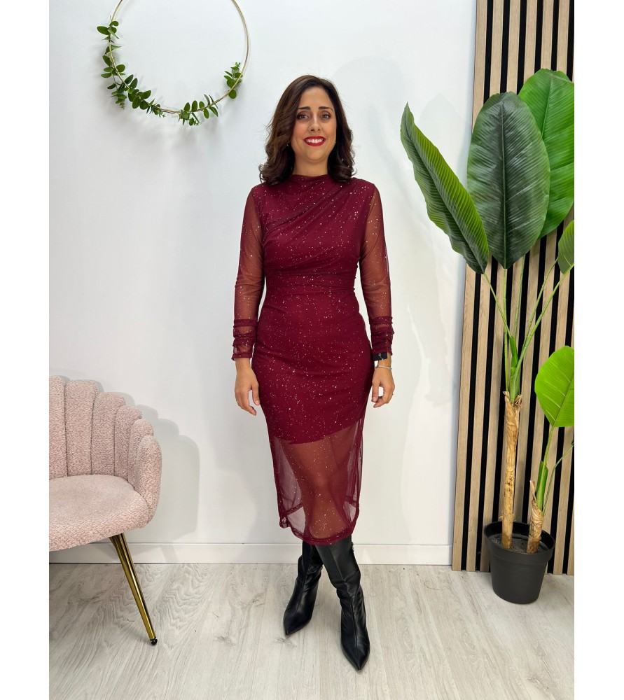 VESTIDO ESTRELLAS BURDEOS