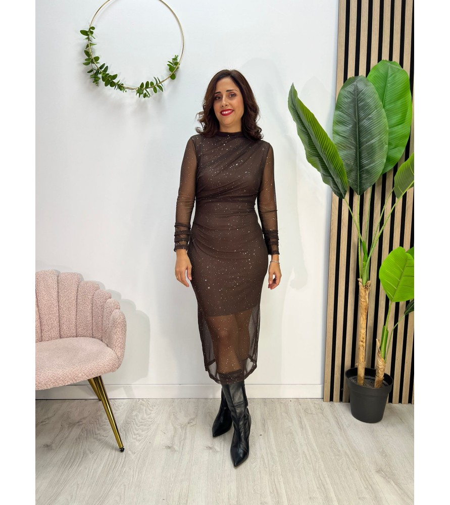 VESTIDO ESTRELLAS CHOCOLATE